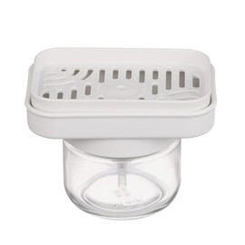 napkery Glass Dish Soap Dispenser for Kitchen Sink, 2 in 1 Sponge Holder Soap Dispenser and Sponge Holder for Kitchen