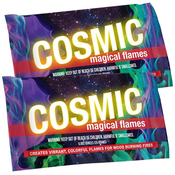 Magical Flames Cosmic Fire Color Packets - Pack of 12 Colorful Fire Packs - Magic Colored Flame for Campfire, Bonfire & Outdoor Fire Pit - Color Changing Fire Camping Accessories﻿