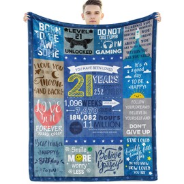 Xinvery 21st Birthday Blanket for Boys, Happy Birthday Decorations Throw Blanket 50"X60"