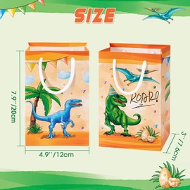 Dinosaur Party Favor Bags - 16 PCS Kids Party Bags for Birthday Party Favor Bags with Handle Goodie Bags for Kids Boys Theme Party Supplies Candy Gift Bags for Birthday Party Baby Shower