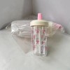 Cute Bow Pattern Straw Water Bottle, Clear Reusable Drinking Bottle