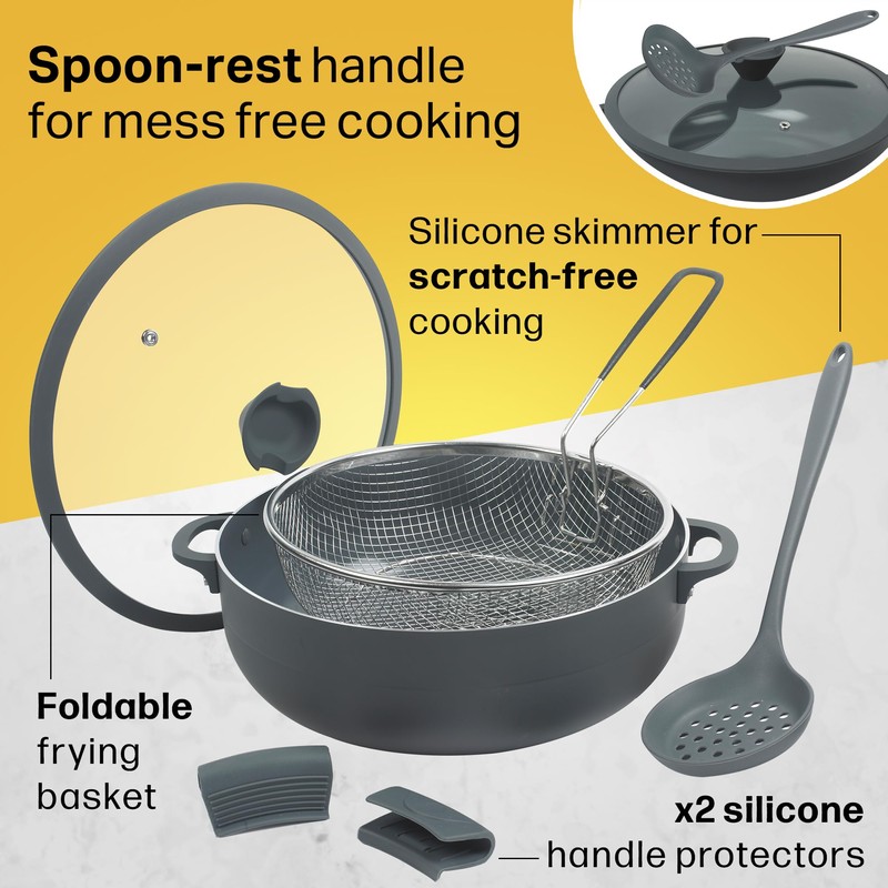 Nativo Nonstick Nontoxic Ceramic Caldero (Dutch Oven) with Glass Lid,