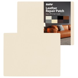 OcePor Self Adhesive Leather Repair Patch, 9 x 11 inch Leather Repair Tape 2 PCS, Leather Patches for Furniture, Vinyl Repair Kit for Couches, Boat Seats, Furniture, Cars(Beige White)