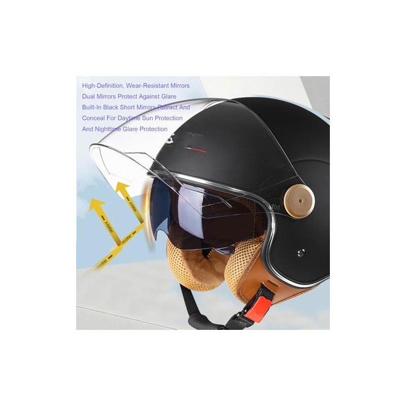 Double Visor Open Face Motorcycle Helmet Retro Jet Helmet Half