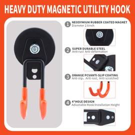 Laowu Strong Magnetic Hooks Heavy Duty, 2.6in Neodymium Magnets With Hooks For Hanging, Magnetic Tool Holder, Large Magnetic Storage Utility Hook For Cruise Cabins, Refrigerator, Garage,Outdoor Garden