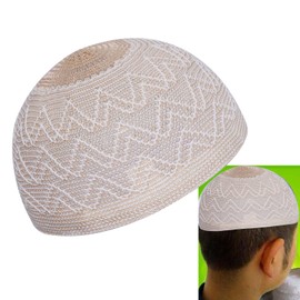 EINCORN Men's Namaz Prayer Hat, Traditional Kufi, Beige
