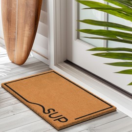 Barnyard Designs Natural Coco Coir Heavy Duty Backing Doormat - Large Cute Non-Slip Front Door Welcome Mat for Outside Entrance or Porch Entry, Brown (Sup / 17" x 30")