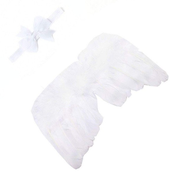 Mel Newborn Baby Angel, Newborn Photo, Accessories, Costume, Angel, Wings, Feathers, Ribbon, Decorative Set, Commemorative Photography/Skin-friendly, 0-12 Months, White, Red, Pink, Purple, 4 Colors, white