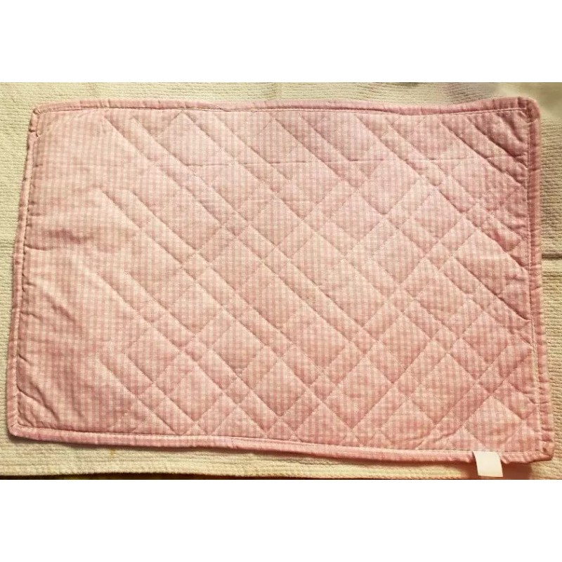 Pink Floral Quilted Gingham Placemat 19" X 13" 100% Cotton