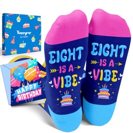 HAPPYPOP 8th Birthday Gifts Ideas Socks - Gifts for Girls Boys Age 8, Presents for 8 Year Olds, Eight Year Old Gifts for Kids