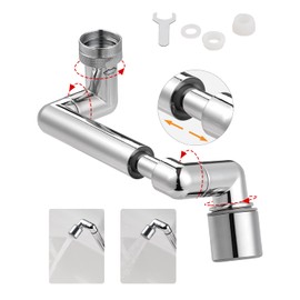 Hibbent Tap attachment, 1440 degree rotating multifunctional extension tap, water-saving sieve jet regulator, suitable for kitchen/bathroom, two different water vapour flows, chrome