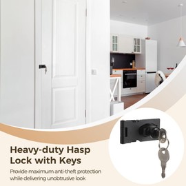 6 Pcs Hasp Locks with Keys, Twist Knob Keyed Locking Hasps, Stainless Steel Hasp Latches, Heavy-Duty Keyed Latch Locks, Safety Hasps for Cabinets, Small Doors