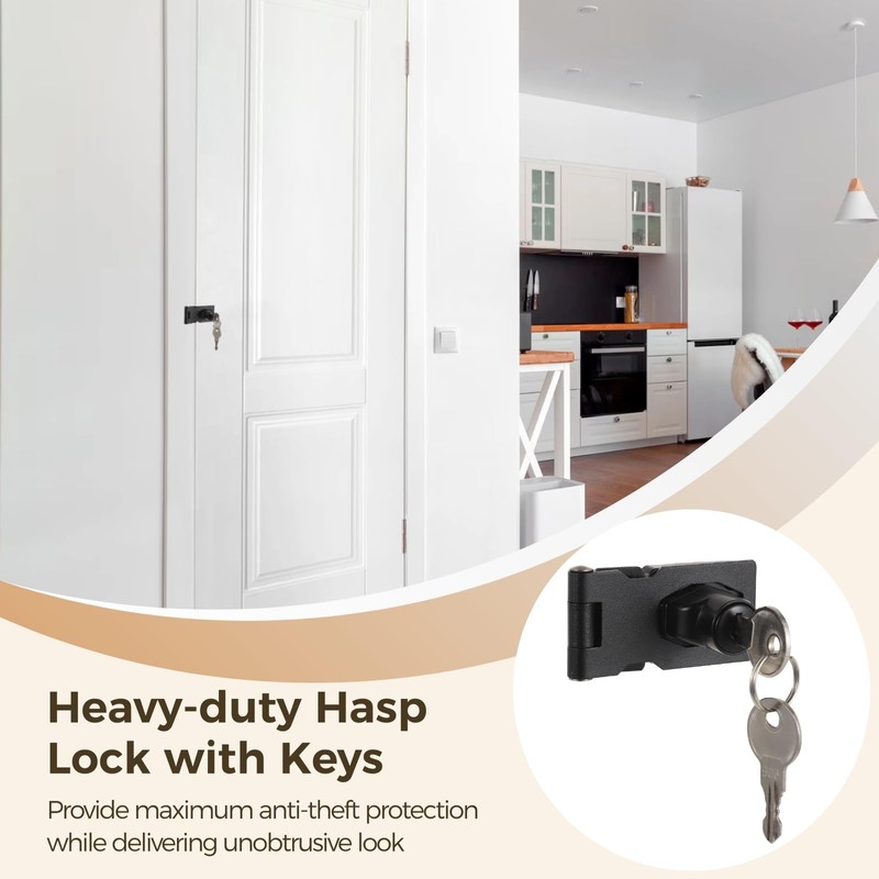 6 Pcs Hasp Locks with Keys, Twist Knob Keyed Locking