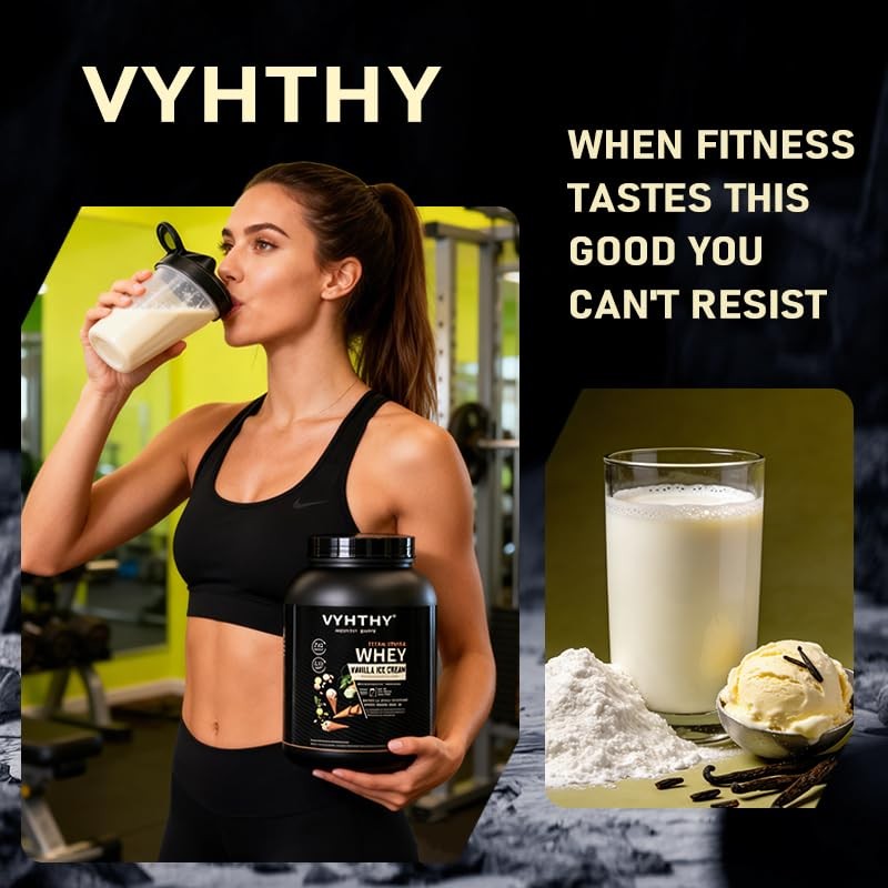 VYHTHY Vanilla ICE Cream Whey Protein Powder - 24g Protein