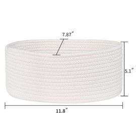 ABenkle Small Woven Basket, Cute Small Basket, Rope Room Shelf Storage Basket, Cat Dog Toys Basket Chest Box, Empty Decorative Gift Basket with Hide Handles, 12"x 8" x 5"