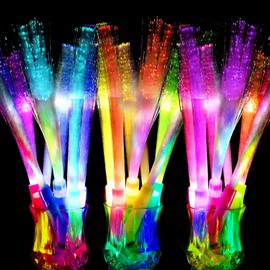 Glow Fiber Optic Wands Sticks LED Light up Wands Bulk,Glow in the dark Party Supplies Favor Flashing Sticks Included Batteries for Birthday Holiday Party Wedding Christmas 2025 New Years EVE