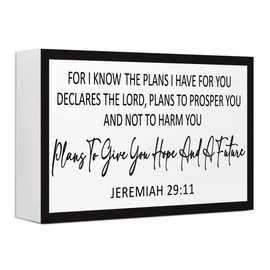 Jeremiah 29:11Wood Sign,For I Know the Plans I Have for You Bible Verses Wood Box Signs,Christian Scripture Plaques for Home Decor