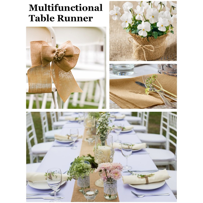 HEETA Jute Table Runner, 20 cm x 6 m, Natural