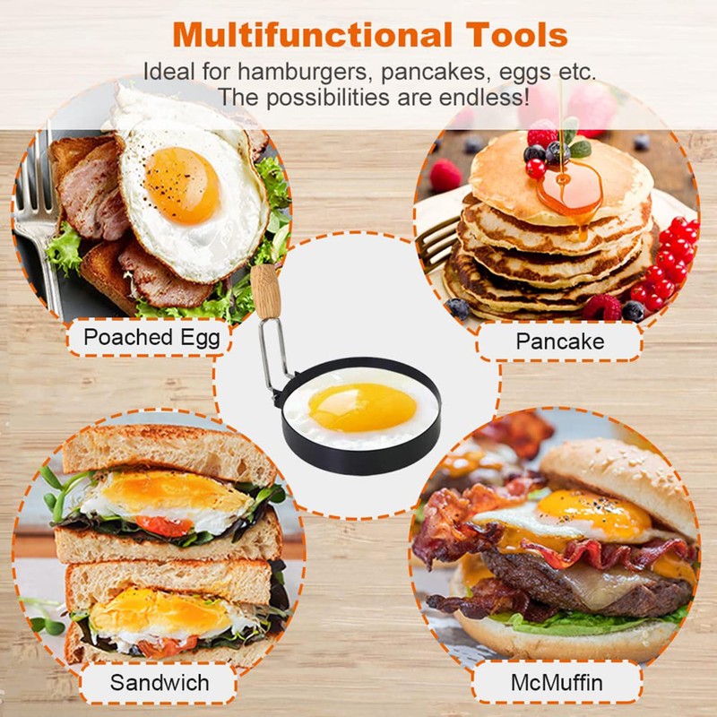 4 Pcs Egg Rings, Stainless Steel Egg Ring with Anti-Scald