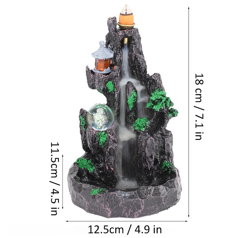 Unique Mountain Water Backflow Incense Burner Holder Home Resin Ornament