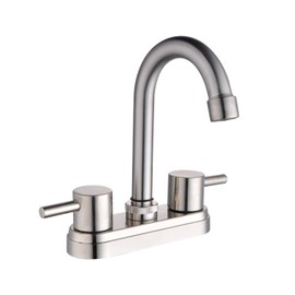 SOLVEX Mezcladora para Lavabo de Baño, Llaves para Lavabo de Baño, 2 Manijas para Grifo de Lavabo, Cuerpo de Latón, Manerales de Zinc, Níquel Cepillado, SP-40018-2