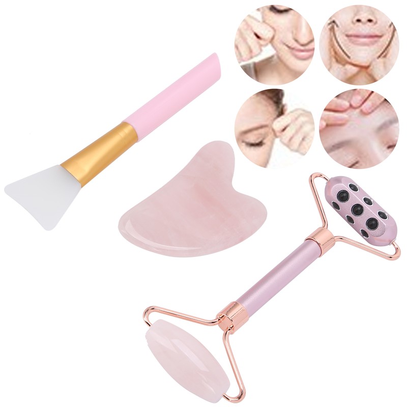 Face Roller Massager Gua Sha Board Mask Brush Set Beauty