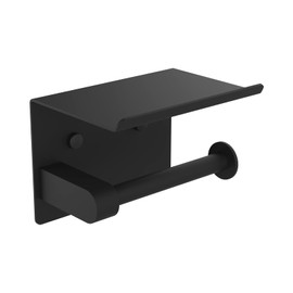 Ibergrif Ibergrif Toilettenpapierhalter mit 2 Montagemethoden, Klopapierhalter ohne Bohren, Klorollenhalter Wandhalterung, Toilettenpapier Halterung mit Ablage, Edelstahl, Schwarz