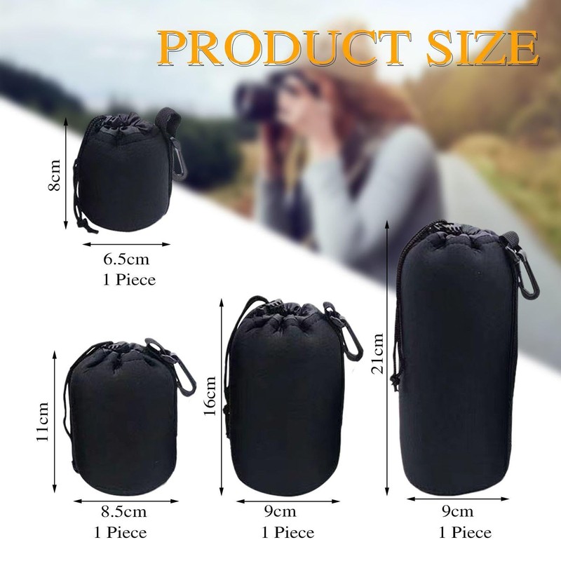 SGSCFG 4-Piece Camera Lens Storage Bag, Portable Protective Bag, Shock