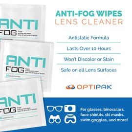 Opti-Pak Anti-Fog Pre-moistened Wipes for Glasses, Binoculars, Face Shields, Ski Masks or Swim Goggles - Prevents Fogging on Glass and Plastic Eyeglasses, Mirrors, Lenses and Windows (30pk 10 Count)