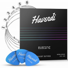 Havendi® Electric Guitar Strings 10-46 brilliant sound Regular Light Gauge Nickel Wound (6 string set) incl. 3 picks