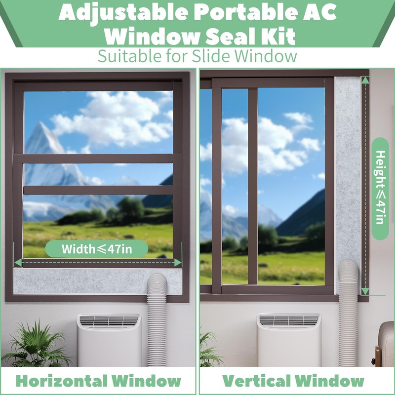Memrita Portable Air Conditioner Window Vent Kit with Insulation Foam