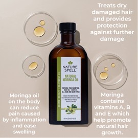 Nature Spell Moringa Oil For Hair & Skin 150ml, Treat Dry Damaged Hair, Skincare Oil To Target Inflammation & Dark Spots, Made in the UK