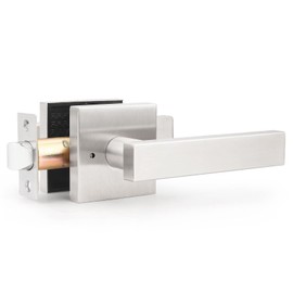 knobelite 1 Pack Privacy Door Handle,Keyless Stain Nickel Interior Door Knob,Heavy Duty Door Lever Hardware for Bedroom/Bathroom,Reversible for Left & Right