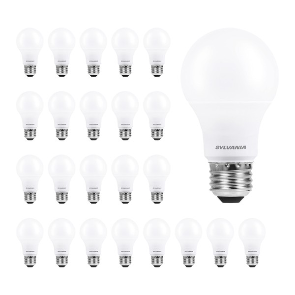 SYLVANIA ECO LED A19 Light Bulb, 60W Equivalent Efficient 9W, 7 Year, 750 Lumens, Medium Base, Frosted, 2700K, Soft White - 24 Count (Pack of 1)(40986)