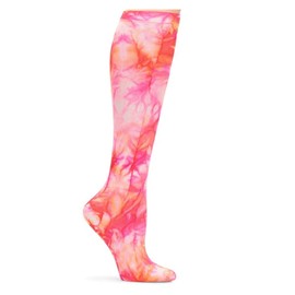 Nurse Mates Wide Calf Socks | Large Calf up to 22" | 12-14 mmHg Compression | Support and Comfort | 1 Pair | Fuchsia Flame