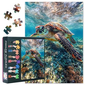 Sea Turtle 1000 Piece Puzzle for Adults Sea Animals Puzzle 1000 Pieces Home Wall Decoration Challenging Puzzles Suitable for Game Nights Gifts for Family and Friends Finished Size: 70x50cm