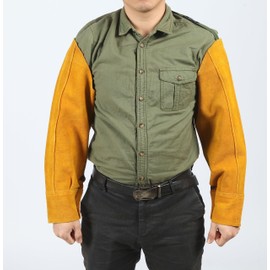 Leather Welding Sleeves with Adjustable Shoulder Strap, Heat & Flame Resistant Arm Protection Sleeves, Cowhide Welding Work Sleeves