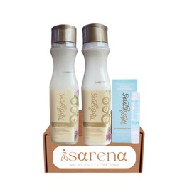 Isarena Beautyline´s Kit 3 pack Shampoo and Conditioner with Rice, Flaxseed Arroz y linaza Milagros 15.2 oz+ Ampolla Capilar Rescate Instantaneo 30ml | Shampoo Hair Care Milagros Colombia