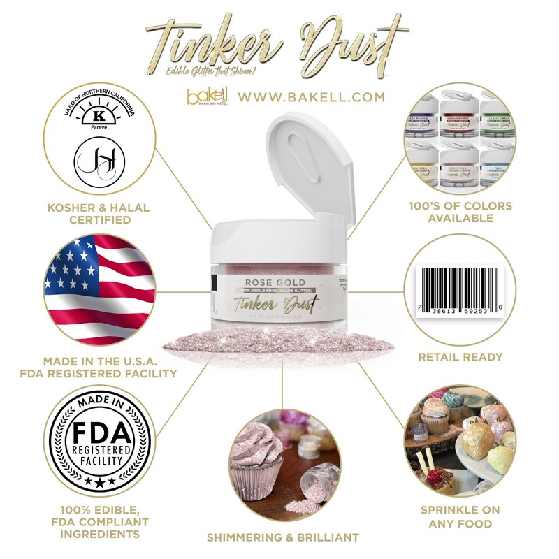 Bakell® Rose Gold Tinker Dust® 5g Edible Glitter