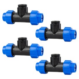 Wzzy Gurden T-Piece PE Pipe Fitting for Thread: Connector for Drainage Valve, 25 mm x 3/4 Inch Female Thread, Quick & Easy Connection Technology, Self-Sealing Thread Connection (Pack of 4)