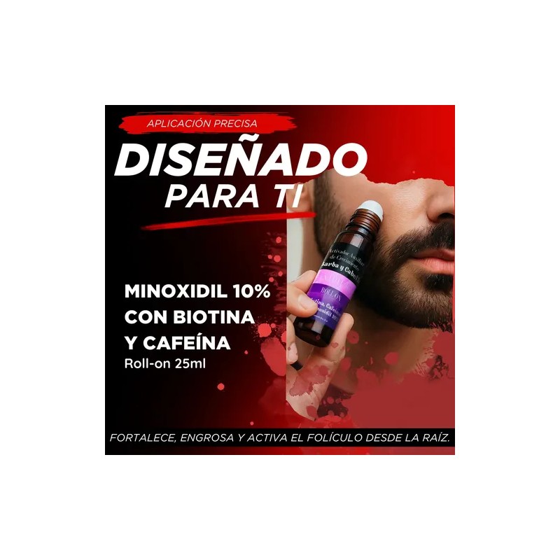 Minoxidil10 Biotina Y Cafeína Minoxidilbeard 3rollon 25mlcu