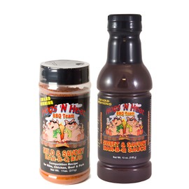 Hogs N Heat 11 oz Mild and Savory BBQ RUB & 18 oz SAUCE - (2 PACK)
