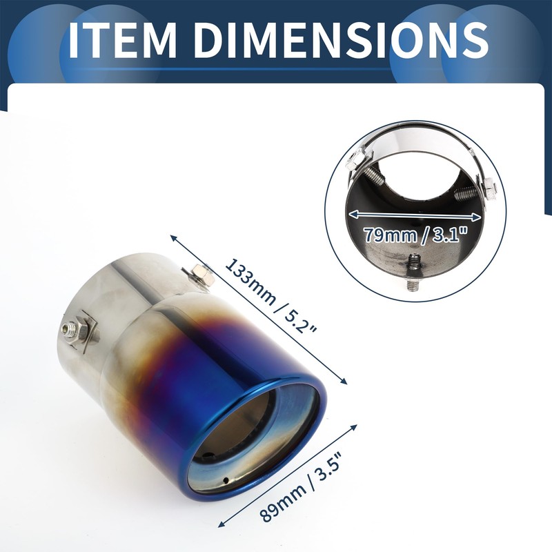 INFINAUTO Roll Edge Exhaust Tip Rear 3.1" Inlet 3.5" Outlet