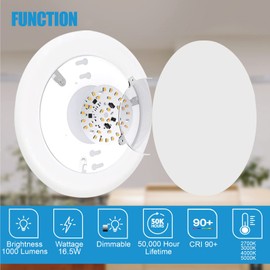 ECOELER 6 Inch LED Low Profile Surface Mount Disk Light, 16.5W 1000Lm, 5000K Daylight, Aluminum Trim, Ceiling Light Fixture Suitable for 3.5" & 4" J-Box or 5/6" Recessed Can, ETL & FCC Listed