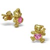 Teddy Bear Earrings with Crystal Stones 925 Sterling Silver Gold