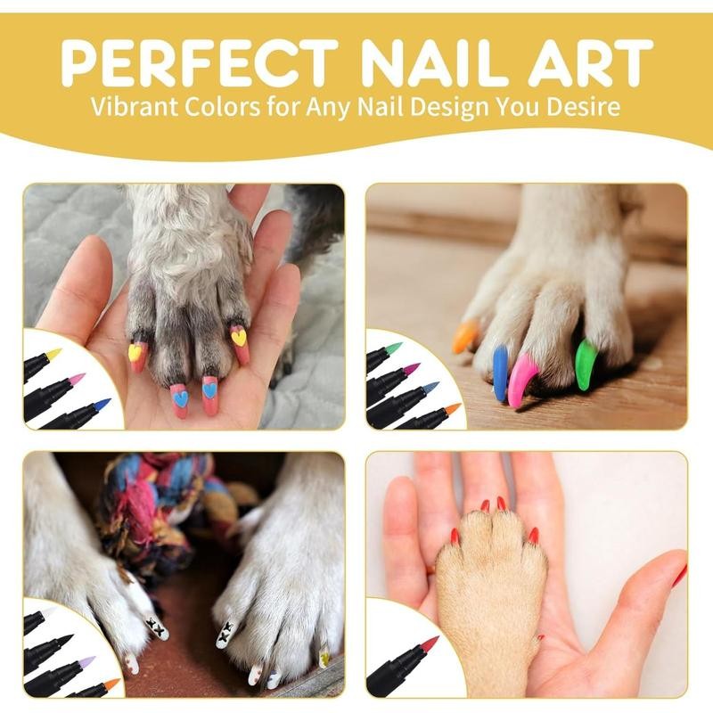 Quick-Dry Dog Nail Polish Pens - 12 Safe Colors for