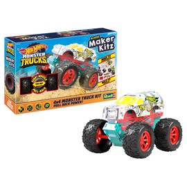 Revell 50318 Monster Truck Hissy Fit, Toy Car 1:32 with Jumping Jump, Hot Wheels Maker, Assemble and Drive, with Pull Back Motor, White/Yellow