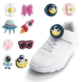 2 Pack Cute Cartoon AirTag Holder for Kids 8 Pcs Replaceable Fun Characters Hidden Silicone AirTag Tracker Cases for Children Shoes(Pink & Blue B)