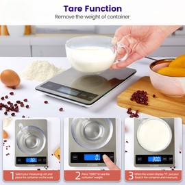 MOJINO Digital Kitchen Scales, 15 kg / 33 lb Digital Scale, 5 Units, g/kg/oz/ml Accuracy, Household Scales for Baking Coffee with Backlight LCD Display