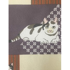 Nekomoyo 59.1 inches (150 cm) Length) Cat Noren Blindfold Divider Curtain Lace, Cute, Stylish, Patchwork, Kitten